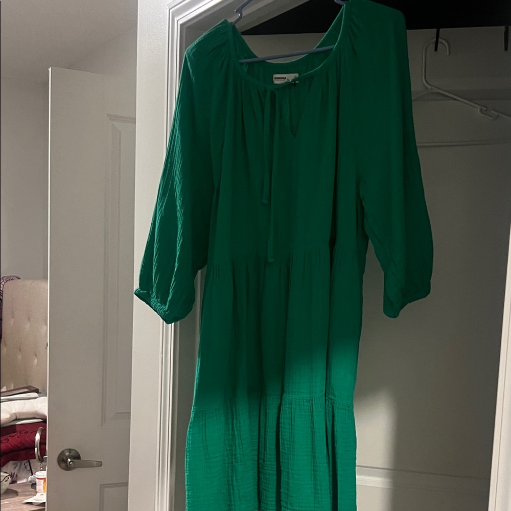 Sonoma Vibrant Green Long Sleeve Dress